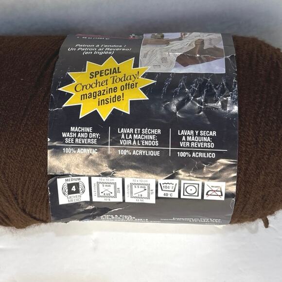 New Red Heart Super Saver Jumbo Yarn 0365 Coffee Brand New - Picture 3 of 3